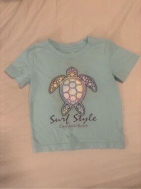 surf style Light Blue Turtle Graphic Tee - Clearwater Beach